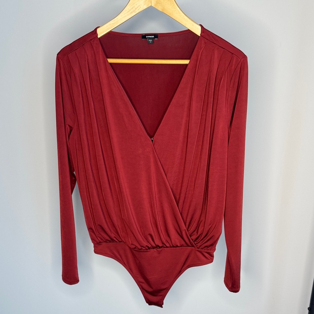 Express Deep Red Long Sleeve Bodysuit